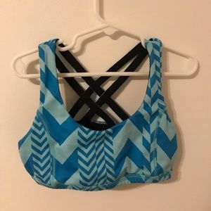 ivivva black and blue reversible sports bra